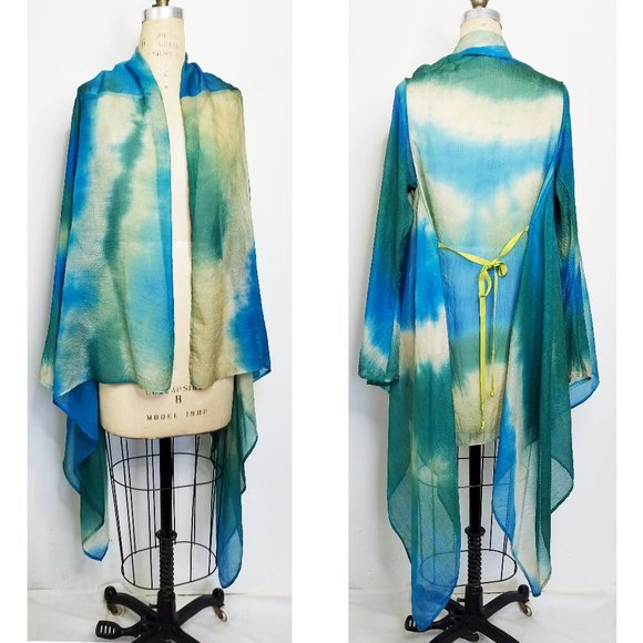 bryn Walker Sweaters - Bryn Walker Womens Baram Cardigan Scarf Poncho Tunic Top Blouse Sheer Silk NEW